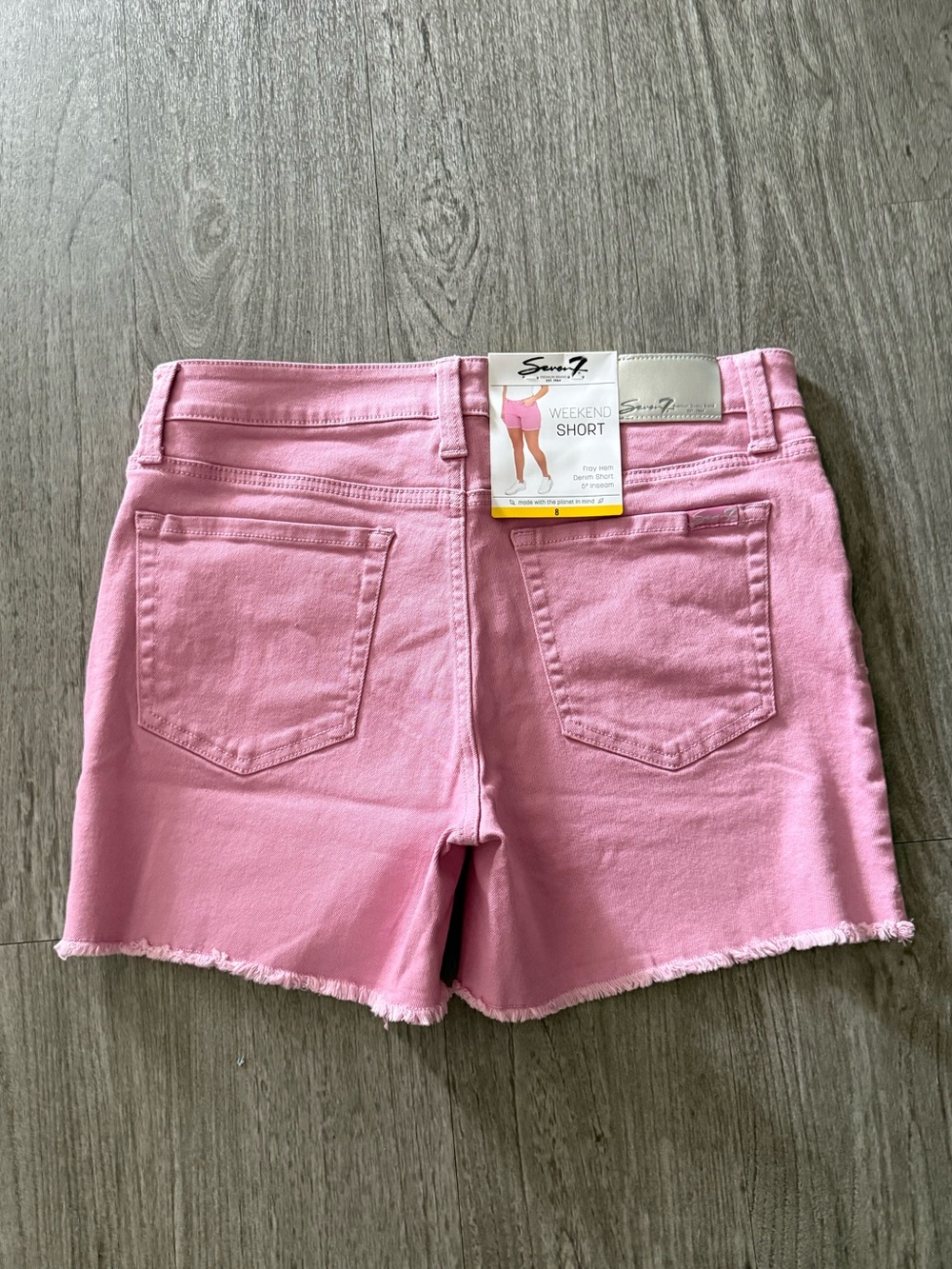 Seven7 Pink Frayed Denim Shorts - Picture 2 of 9